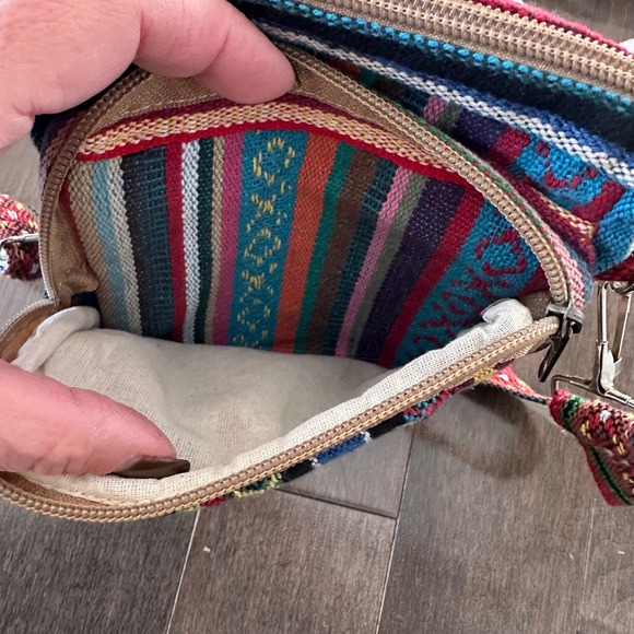 Hemp‎ Crossbody Boho Patchwork Hippie Artsy Multi Color Silver Accents - Picture 6 of 11